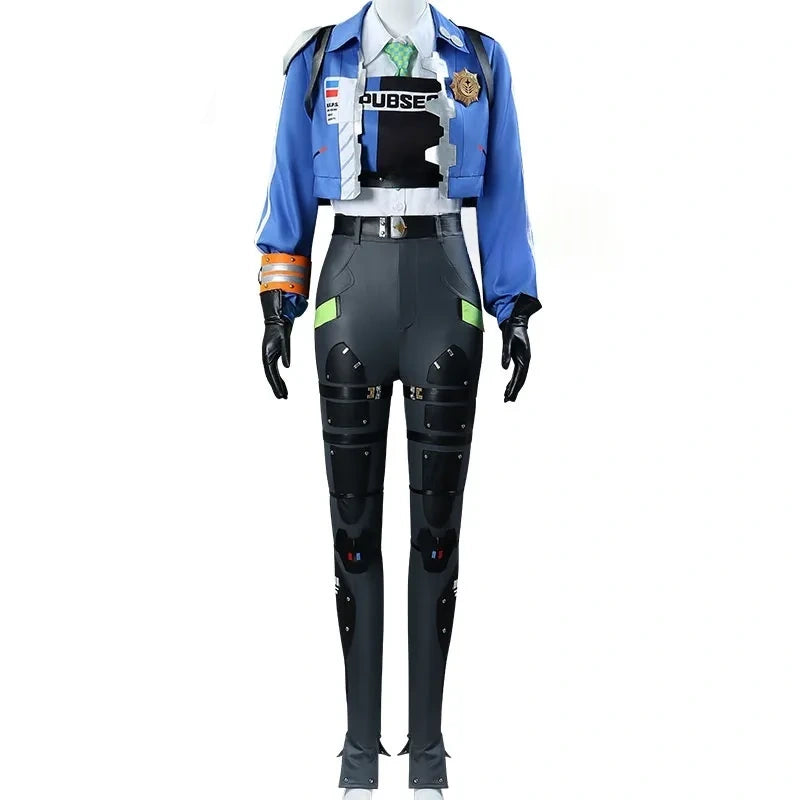 Cospalydock Game Zenless Zone Zero Cosplay ZhuYuan Costume Blue jacket and black leather pants