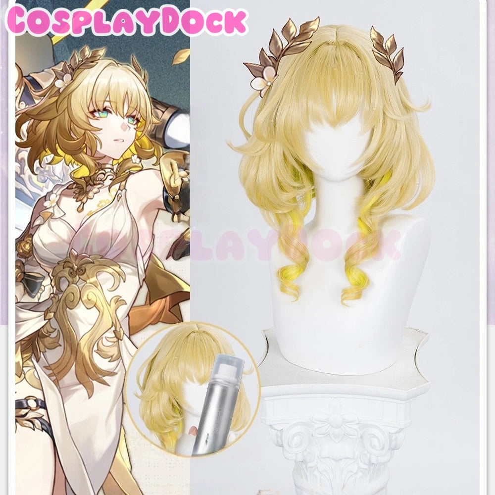 Game Honkai: Star Rail Cosplay Aglaea Wig Short Golden Trichiasis Hair