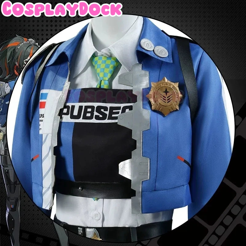 Cospalydock Game Zenless Zone Zero Cosplay ZhuYuan Costume Blue jacket and black leather pants