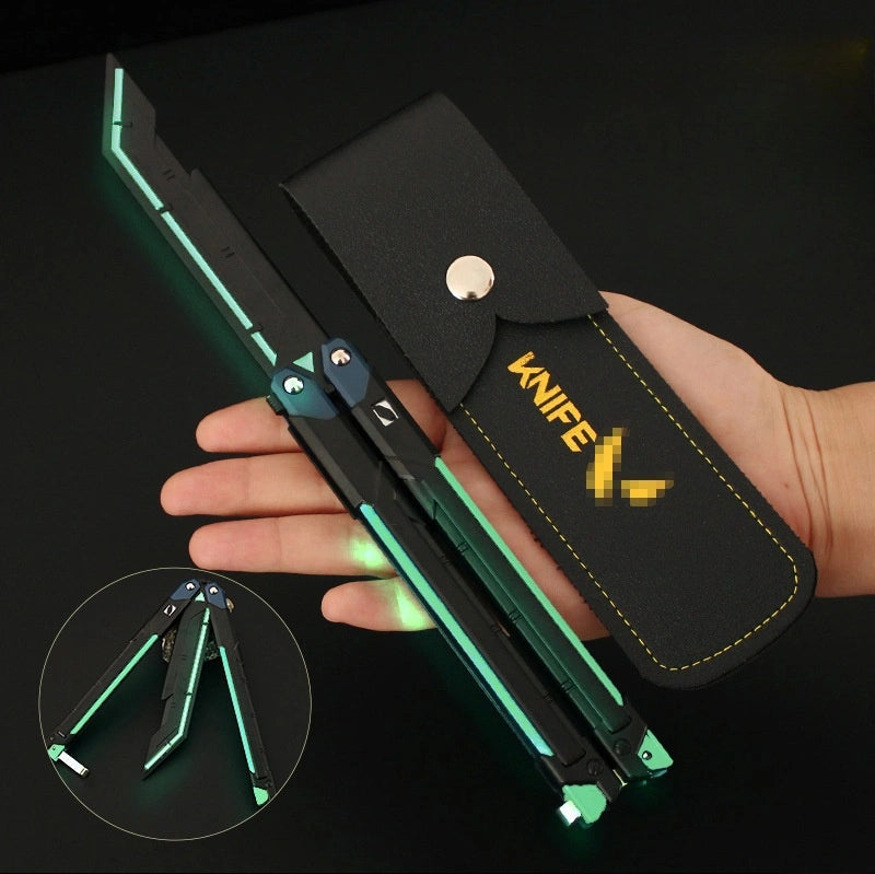 VALORANT RGX 11Z Pro Butterfly Knife Glow-in-the-Dark Collectible Replica - Aluminum Alloy Model