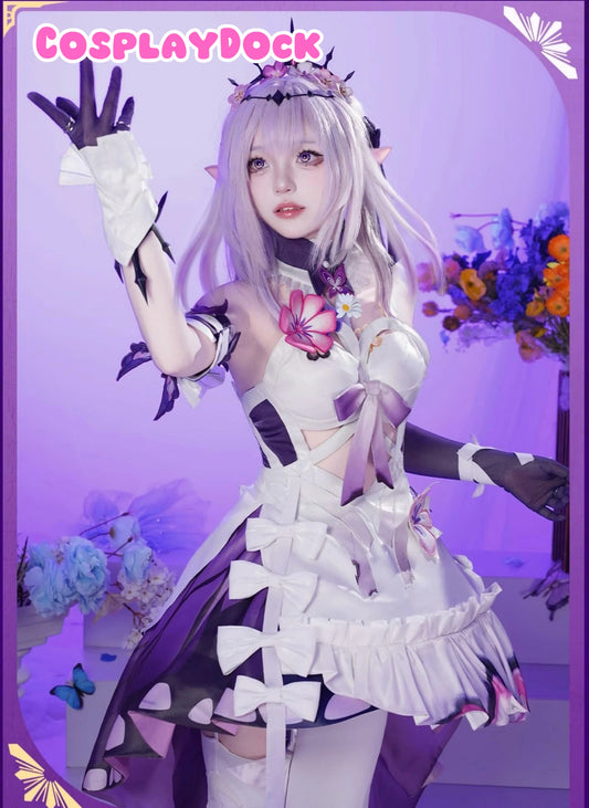 Honkai: Star Rail Castorice Cosplay Costume – Celestial Butterfly Silk Gown with Glowing Star Embroidery | CosplayDock