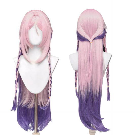 Game Genshin Impact Citlali Cosplay Wig Long Straight Double Braids Pink Purple Gradient Hair