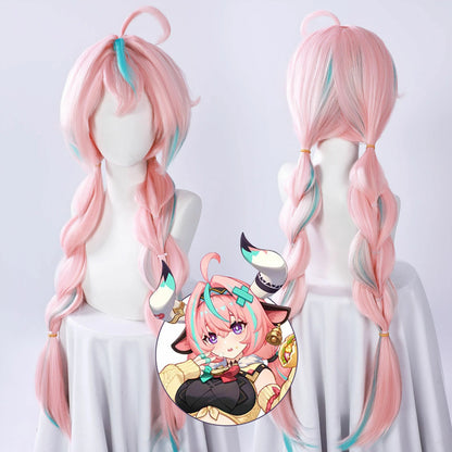 Game Genshin Impact Cosplay Varesa Wig Long Pastel-Pink Braided Twin Tails-cosplaydock