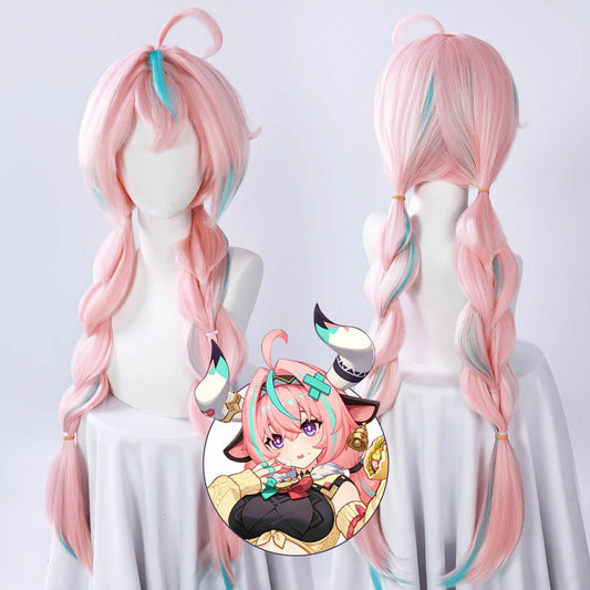 Game Genshin Impact Cosplay Varesa Wig Long Pastel-Pink Braided Twin Tails-cosplaydock