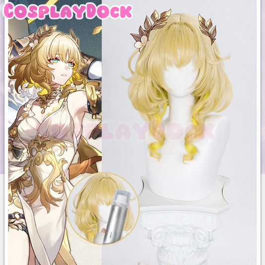 Game Honkai: Star Rail Cosplay Aglaea Wig Short Golden Trichiasis Hair