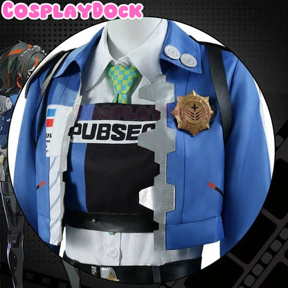 Cospalydock Game Zenless Zone Zero Cosplay ZhuYuan Costume Blue jacket and black leather pants