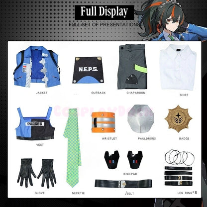 Cospalydock Game Zenless Zone Zero Cosplay ZhuYuan Costume Blue jacket and black leather pants
