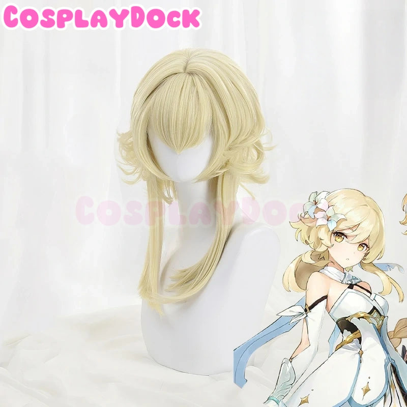 Cosplaydock Game Genshin Impact Cosplay Traveler Lumine Ying Cosplay Wig Head Accessory Yellow Long Wig Women