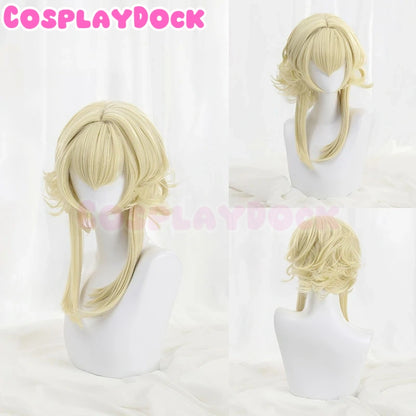 Cosplaydock Game Genshin Impact Cosplay Traveler Lumine Ying Cosplay Wig Head Accessory Yellow Long Wig Women