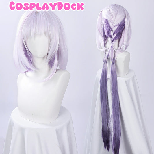 Honkai: Star Rail Castorice Cosplay Wig – Pre-Styled Silver-Blue Ombre with Crystal Hairpins & Adjustable Band | CosplayDock